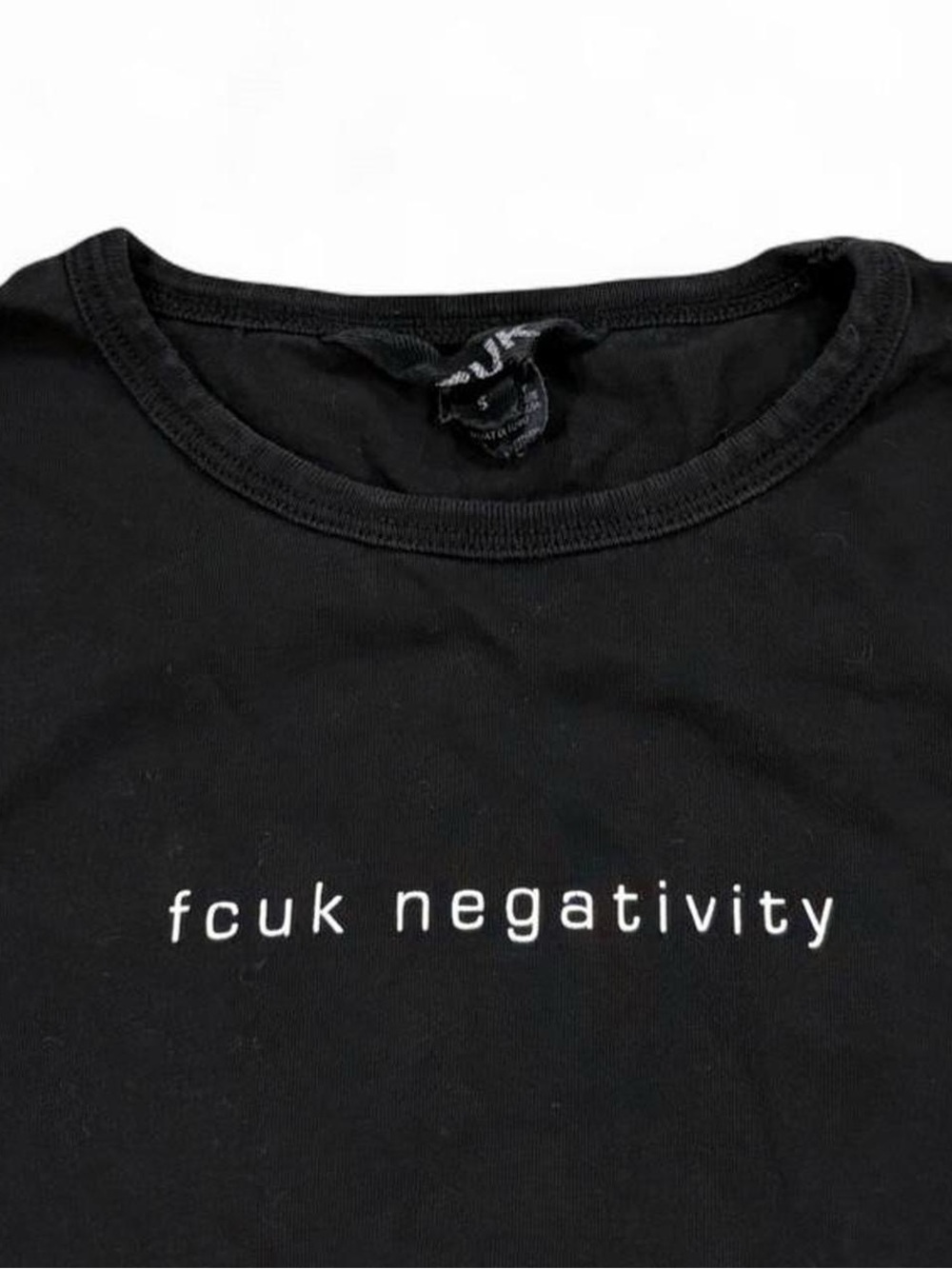 Y2K fcuk negativity French Connection baby tee shirt